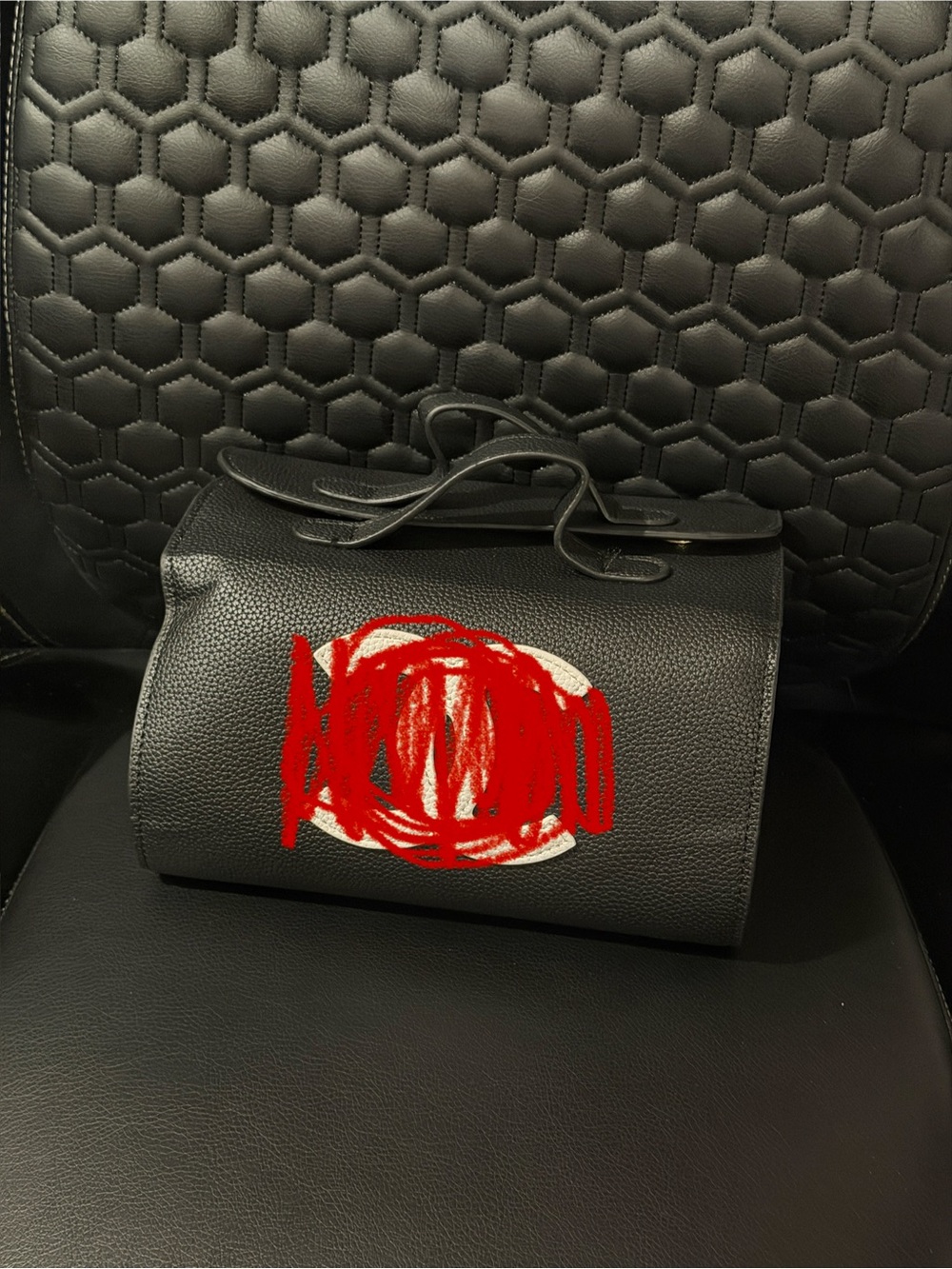 Black Leather Toiletry Bag -